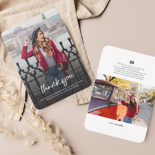 2025 Afstuderen Foto Afstudeerder Dank u kaart Notitiekaartje