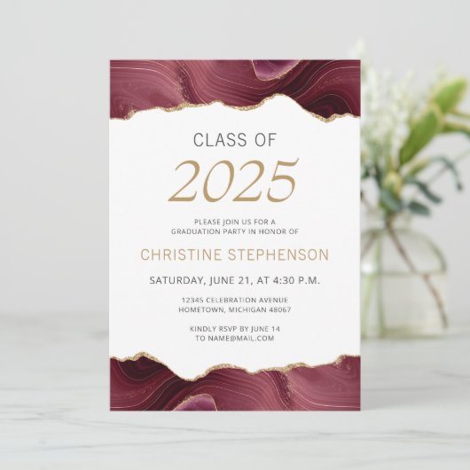 2025 Afstuderen Foto Bourgogne Agaat Kaart (Staand voorkant)