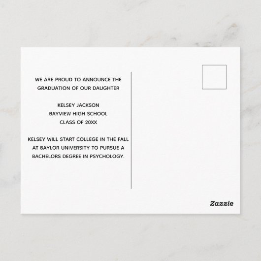 2025 Afstuderen foto Chic Modern Script Overlay Briefkaart (Achterkant)