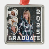 2025 Afstuderen Foto Heart Grunge Metalen Ornament (Voorkant)