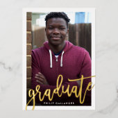 2025 AFSTUDEREN foto Modern Simple Script Gold Folie Uitnodiging (Voorkant)