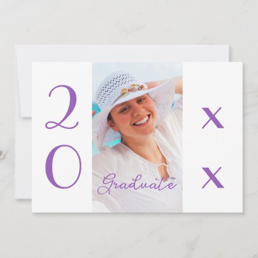 2025 Afstuderen Foto Modern Violet Script Kaart (Voorkant)