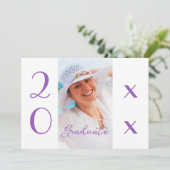 2025 Afstuderen Foto Modern Violet Script Kaart (Staand voorkant)