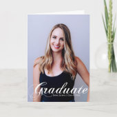 2025 Afstuderen Foto White Flourish Script Gevouwe Aankondiging (Voorkant)