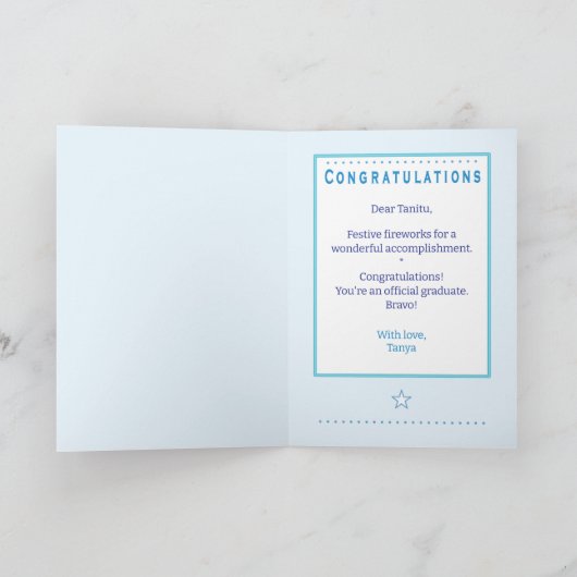 2025 Afstuderen Gefeliciteerd Feestelijk Vuurwerk Kaart (Binnen)