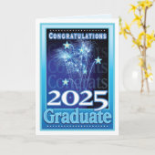 2025 Afstuderen Gefeliciteerd Feestelijk Vuurwerk Kaart (Gele Bloem)