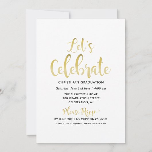 2025 Afstuderen Gold Script Photo Collage Party Kaart (Achterkant)