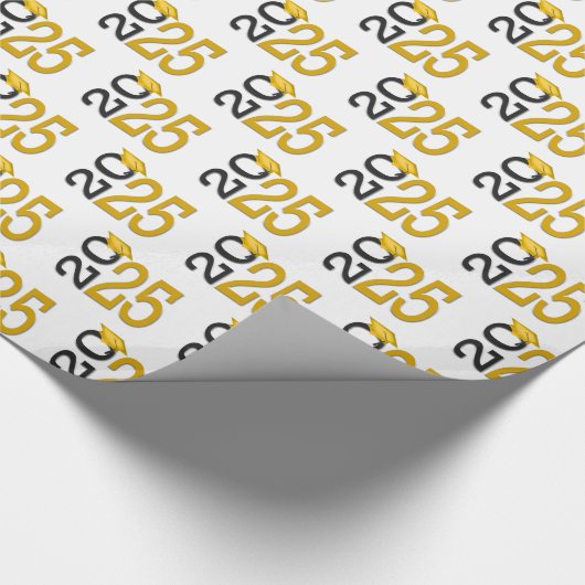 2025 Afstuderen Goud en Zwart Cadeaupapier (Hoek)