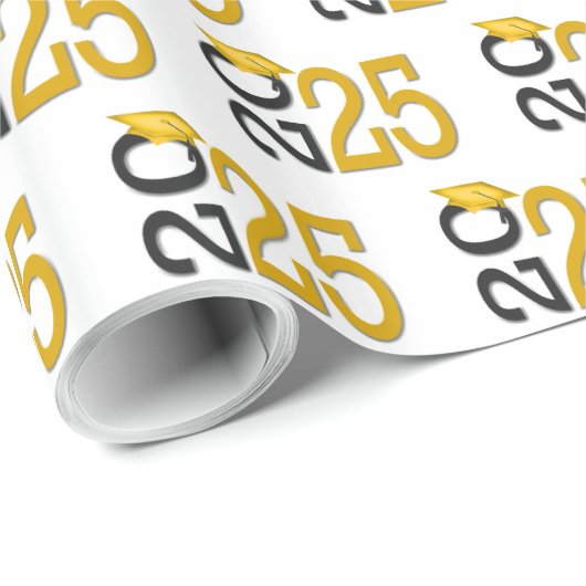 2025 Afstuderen Goud en Zwart Cadeaupapier (Rol Hoek)