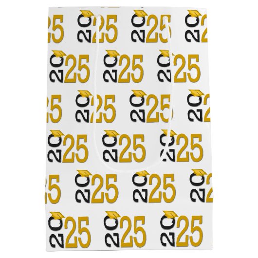 2025 Afstuderen Goud en Zwart Medium Cadeauzakje (Achterkant)