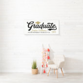 2025 Afstuderen Goud Zwart Script Custom Afstudere Spandoek (Insitu)