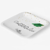 2025 Afstuderen gouden Confetti en groen Pet Papieren Bordje (Gebogen)