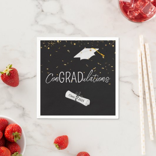 2025 Afstuderen Gouden Confetti en Pet Servet (Insitu)