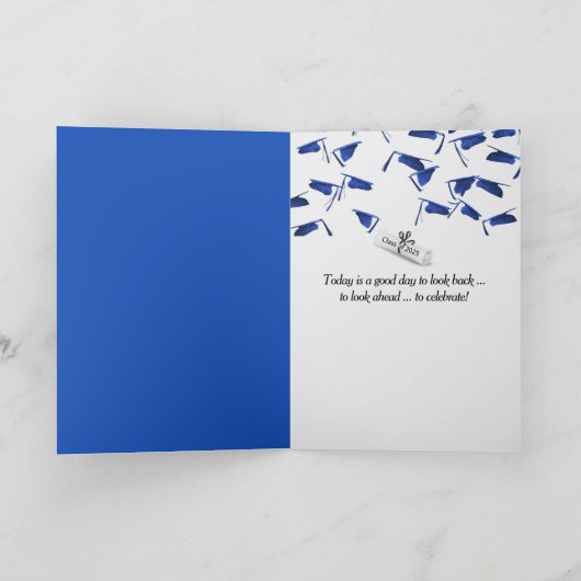 2025 Afstuderen in blauw en goud Kaart (Binnen)
