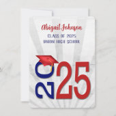 2025 Afstuderen in blauwe en rode schoolkleuren Kaart (Voorkant)