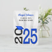 2025 Afstuderen in blauwe en zwarte schoolkleuren Kaart (Staand voorkant)