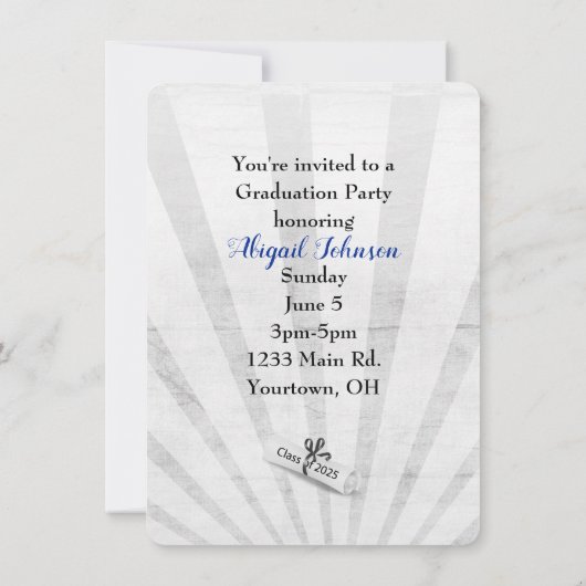 2025 Afstuderen in blauwe en zwarte schoolkleuren Kaart (Achterkant)