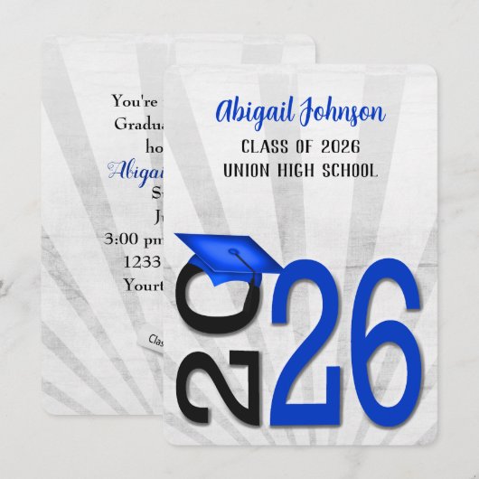2025 Afstuderen in blauwe en zwarte schoolkleuren Kaart (Voorkant / Achterkant)