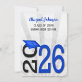 2025 Afstuderen in blauwe en zwarte schoolkleuren Kaart (Voorkant)