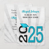 2025 Afstuderen in Blauwgroen en zwarte schoolkleu Kaart (Voorkant / Achterkant)