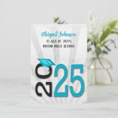 2025 Afstuderen in Blauwgroen en zwarte schoolkleu Kaart (Staand voorkant)