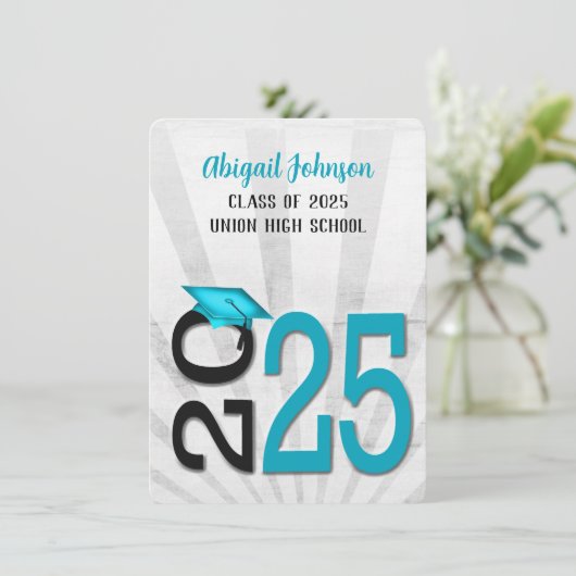 2025 Afstuderen in Blauwgroen en zwarte schoolkleu Kaart (Staand voorkant)