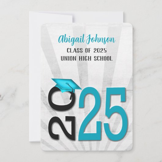 2025 Afstuderen in Blauwgroen en zwarte schoolkleu Kaart (Voorkant)