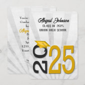 2025 Afstuderen in gouden en zwarte schoolkleuren Kaart (Voorkant / Achterkant)