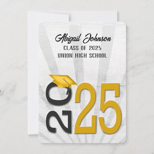 2025 Afstuderen in gouden en zwarte schoolkleuren Kaart (Voorkant)