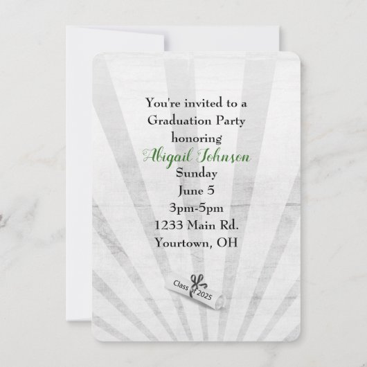 2025 Afstuderen in groene en zwarte schoolkleuren Kaart (Achterkant)