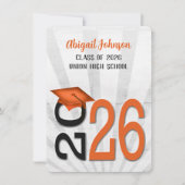 2025 Afstuderen in Oranje en zwarte schoolkleuren Kaart (Voorkant)