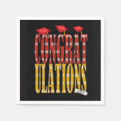 2025 Afstuderen in rode en gouden schoolkleuren Servet (Voorkant)