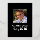 2025 Afstuderen Modern Black Gold Graduation Party Folie Uitnodiging (Achterkant)