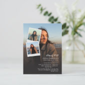 2025 Afstuderen Multi Photo Script-Afstudeerder Uitnodiging Briefkaart (Staand voorkant)