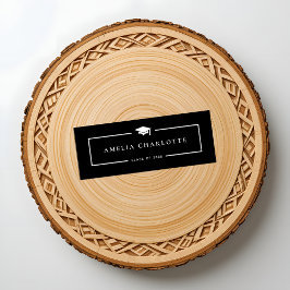 2025 Afstuderen Naam Kaarten - Modern Slank Zwart Contactkaartje