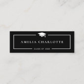 2025 Afstuderen Naam Kaarten - Modern Slank Zwart Contactkaartje (Voorkant)