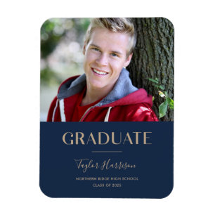 2025 Afstuderen Navy Blue & Gold Afstudeerder Magneet
