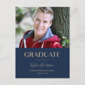 2025 Afstuderen Navy Blue & Gold Afstuderen Briefkaart (Voorkant)