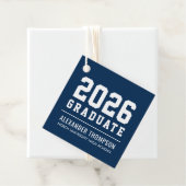 2025 Afstuderen Navy Blue Modern Graduation Party Bedankjes Labels (In situ)