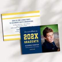 2025 Afstuderen Navy Yellow Graduation Party Foto