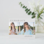 2025 Afstuderen Neutraal Grijs Foto Afstuderen Briefkaart (Staand voorkant)
