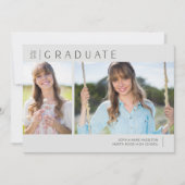 2025 Afstuderen Neutral Grey Photo Graduation Part Kaart (Voorkant)