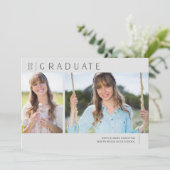 2025 Afstuderen Neutral Grey Photo Graduation Part Kaart (Staand voorkant)