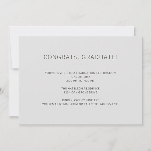 2025 Afstuderen Neutral Grey Photo Graduation Part Kaart (Achterkant)