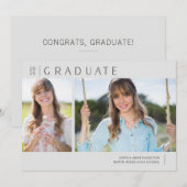 2025 Afstuderen Neutral Grey Photo Graduation Part Kaart (Voorkant / Achterkant)