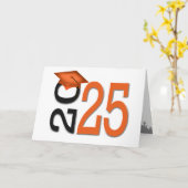 2025 Afstuderen Oranje en zwarte schoolkleuren Kaart (Gele Bloem)