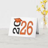 2025 Afstuderen Oranje en zwarte schoolkleuren Kaart (Gele Bloem)