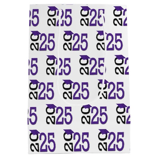 2025 Afstuderen Paarse en zwarte Medium Cadeauzakje (Achterkant)