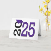 2025 Afstuderen Paarse en zwarte schoolkleuren Kaart (Gele Bloem)