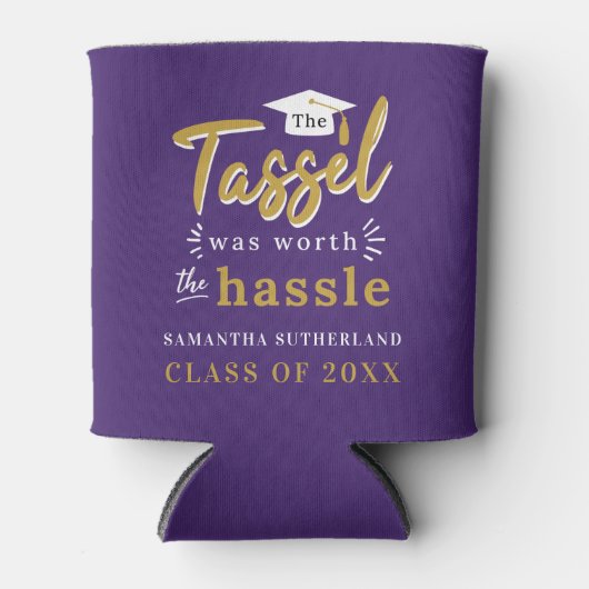 2025 Afstuderen Paarse kwastje was de moeite waard Blikjeskoeler (Voorkant)